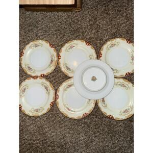 Set Of 7 the hinode Japan floral plate 6 inches
